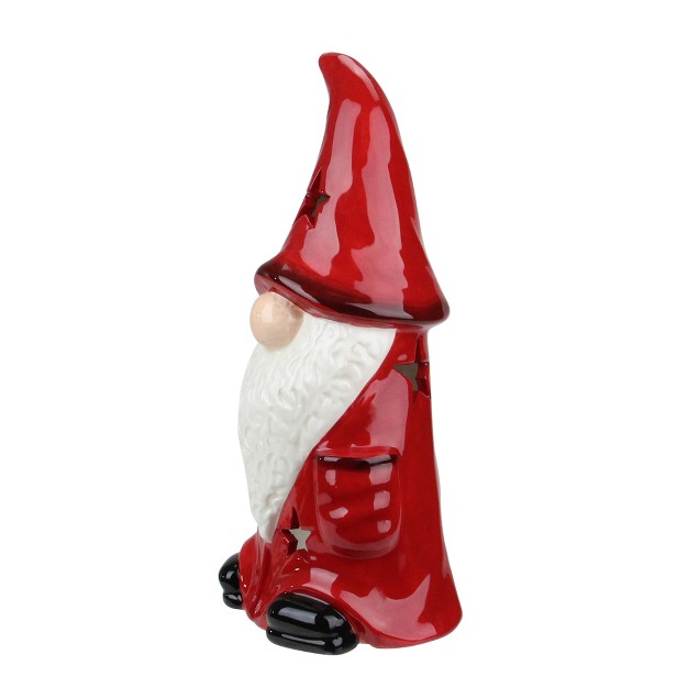 Northlight 9 75 Red Ceramic Christmas Star Gnome Tealight Candle Holder