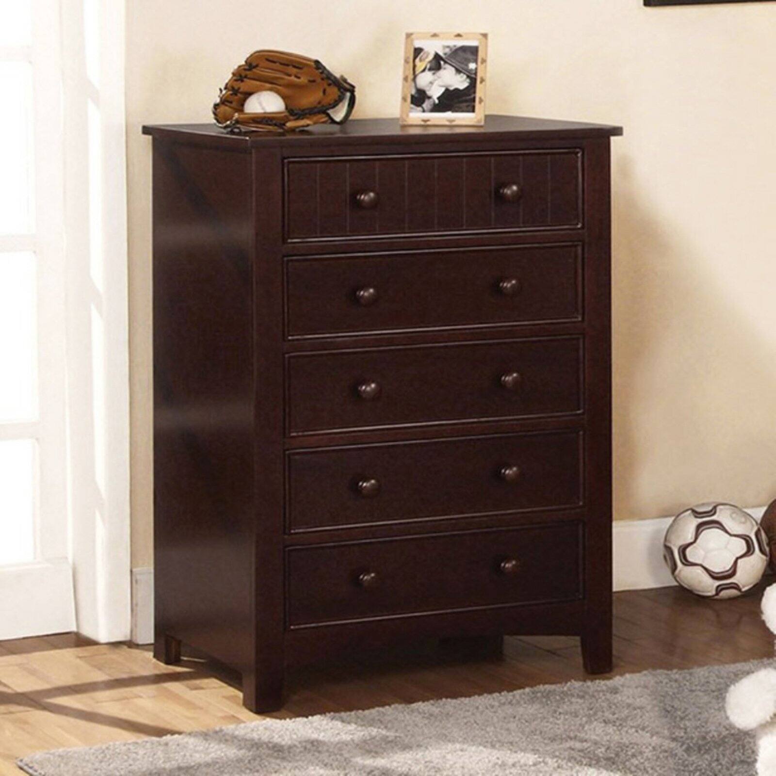 Benzara Transitional Brown 5 Drawer Bedroom Chest