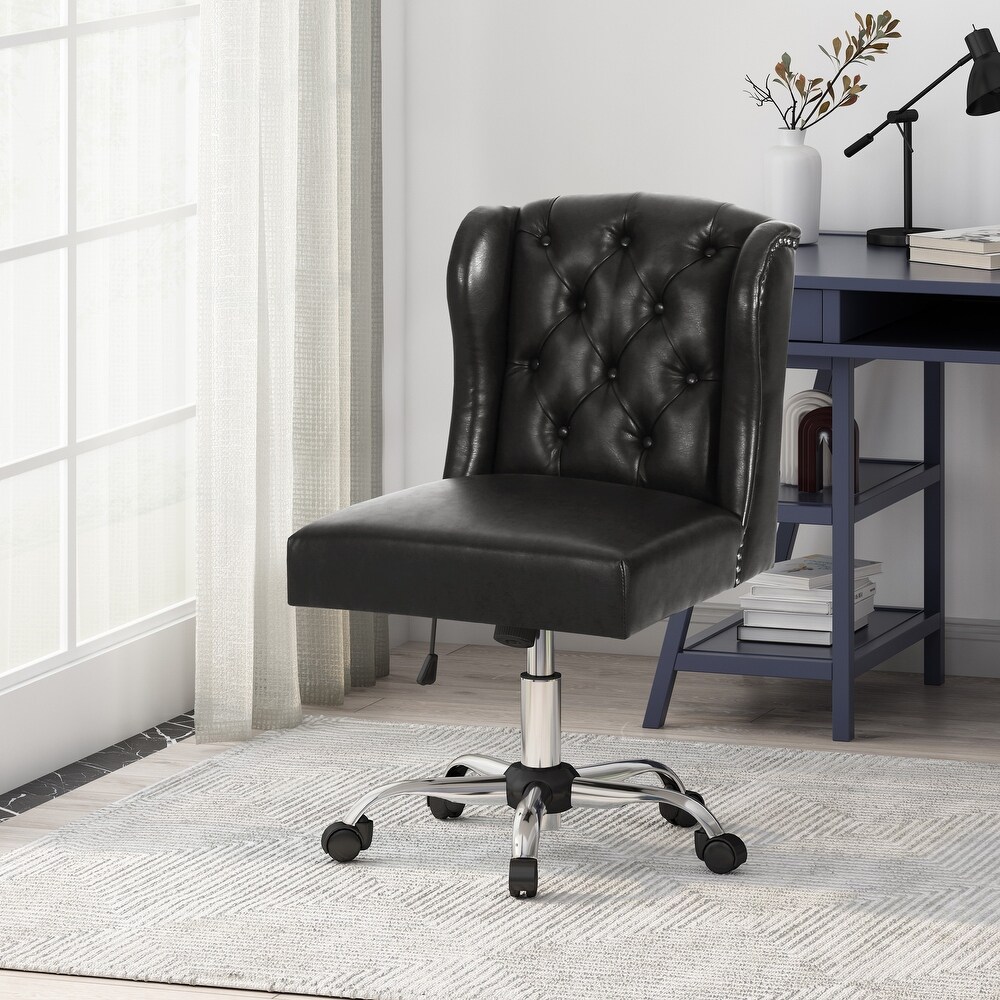 Beltagh Wingback Tufted Swivel Office Chair by Christopher Knight Home