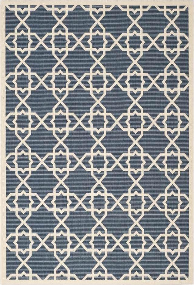 Safavieh 7and#8242; x 4and#8242; White and Blue Outdoor Rug