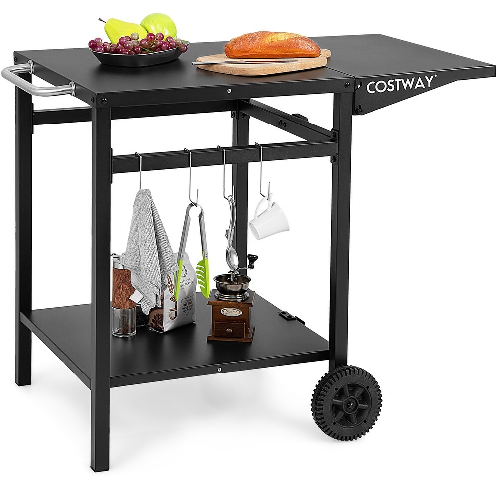 Costway Double Shelf Movable Dining Cart Table Multifunctional Kitchen   See Details