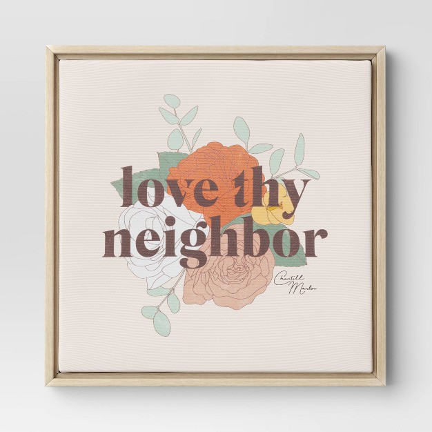 X 12 quot Love The Neighbor By Chantell Marlow Framed Wall Canvas