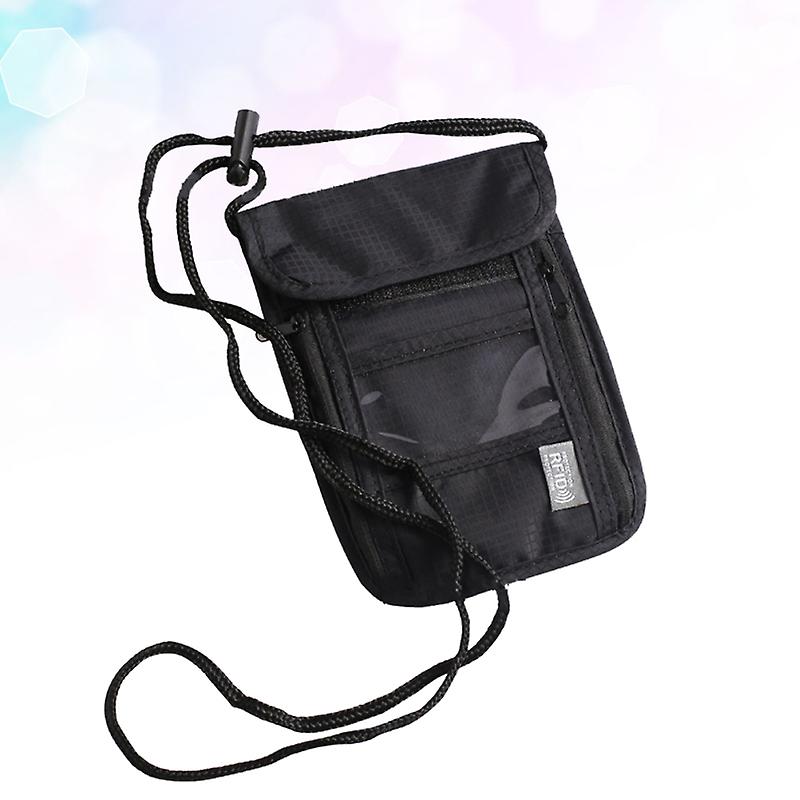 Travel Wallet Neck Hanging Bags Passport Holder Waterproof Passport Cover Credit Holder Shoulder Bag Phone Bag (black)