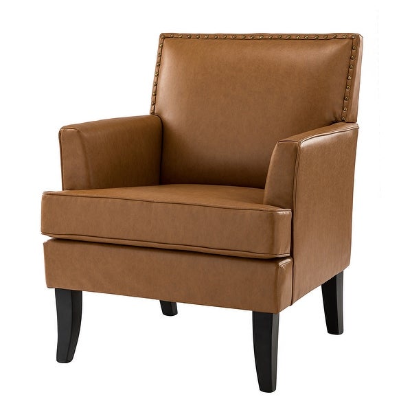 Armchair with Solid Wooden Legs and Nailhead Trim for Bedroom， Living Room， or Dining Room