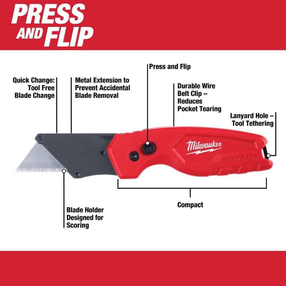 MW Screwdriver Set with FASTBACK Utility Knifes (10-Piece) 48-22-2718-48-22-1503