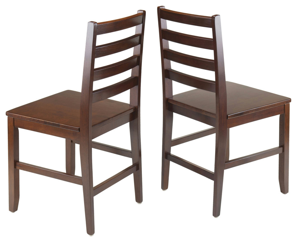 Hamilton 2 Piece Ladder Back Chair Set  Walnut   Transitional   Dining Chairs   by Kolibri Decor  Houzz