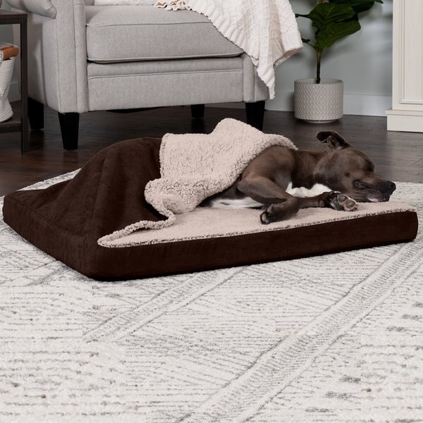 FurHaven Berber and Suede Blanket Top Cooling Gel Cat and Dog Bed