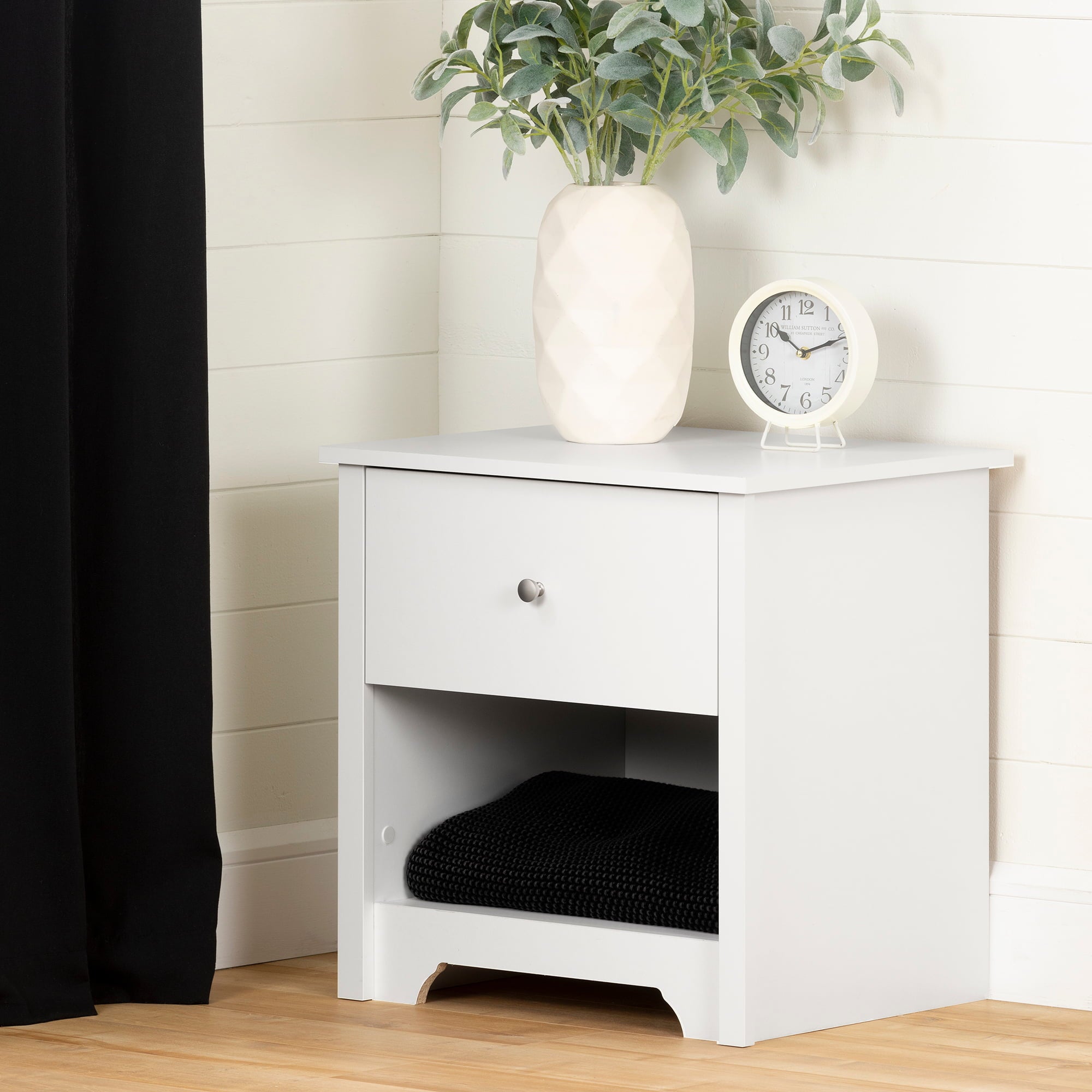 South Shore Vito 1-Drawer Nightstand - End Table with Storage White