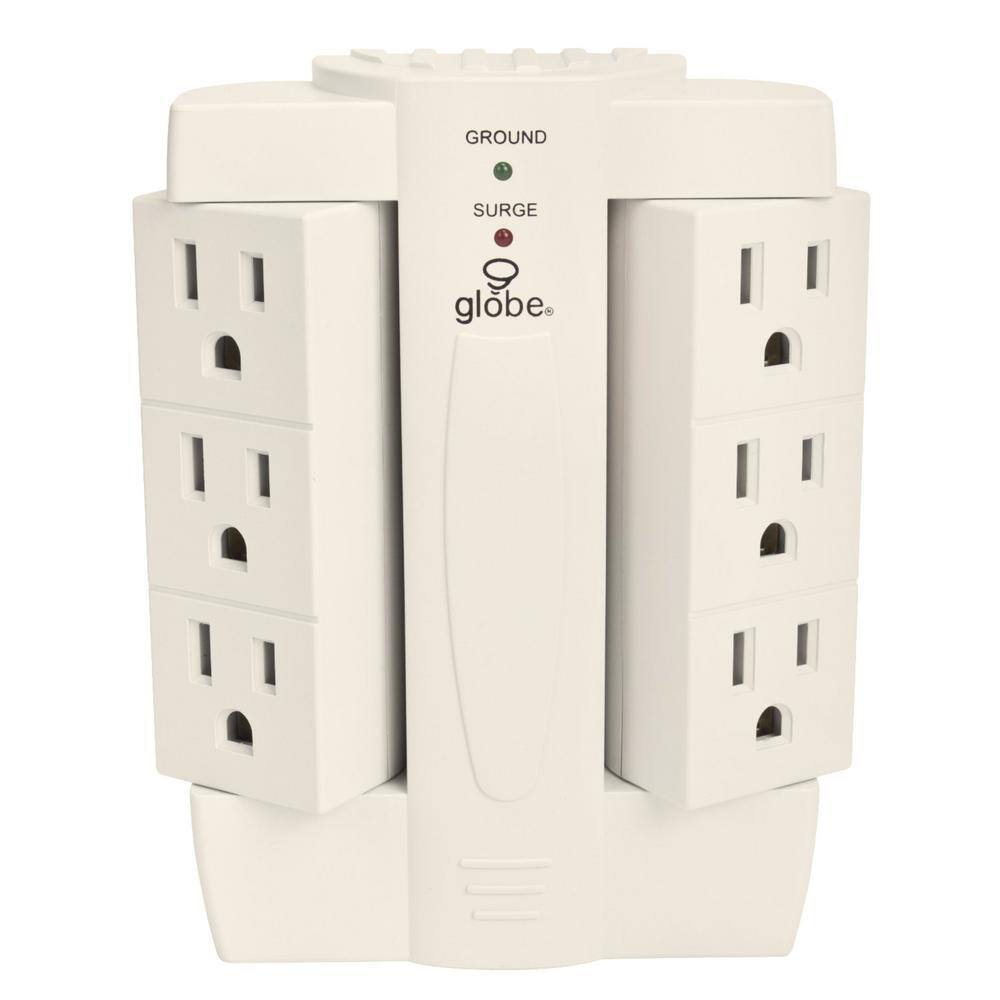 Globe Electric 6-Outlet Swivel Surge Protector White Wall Tap 7732001