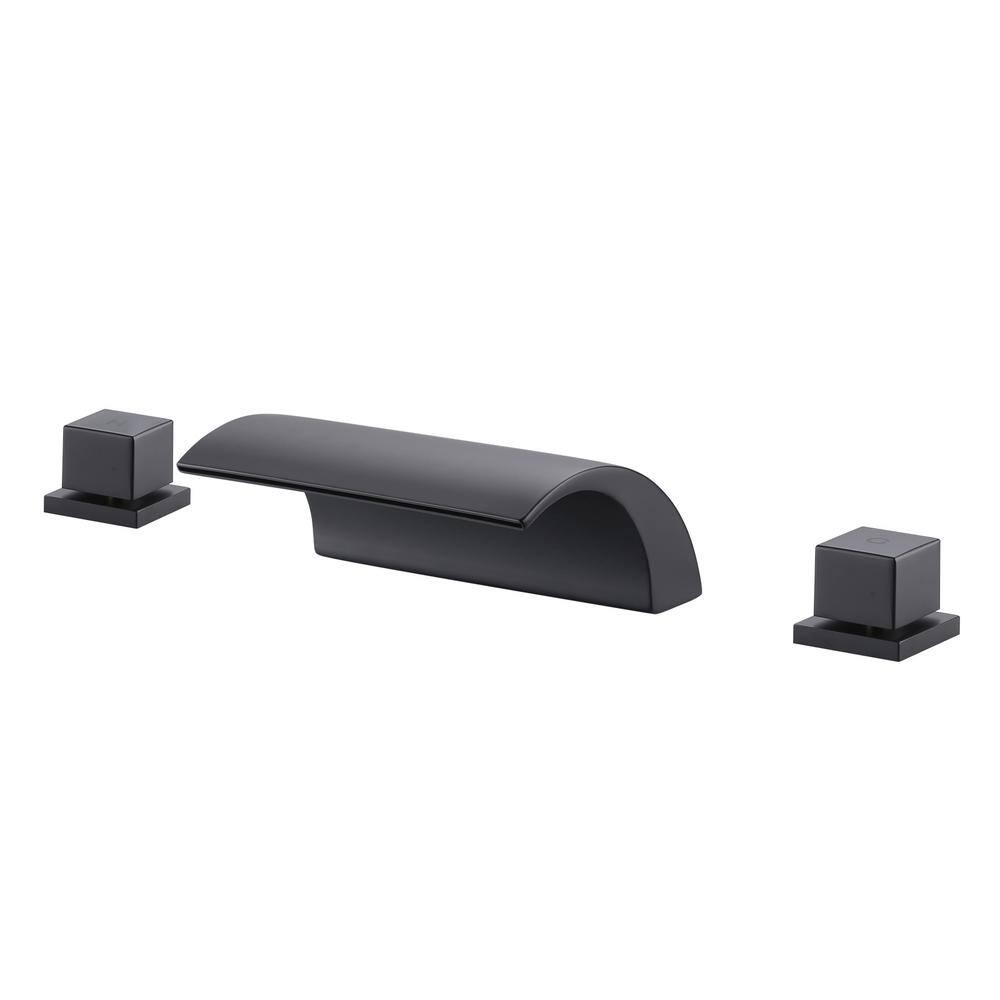 WOWOW 2-Handle Deck-Mount Roman Tub Faucet in Matte Black 3080600B-BHHD