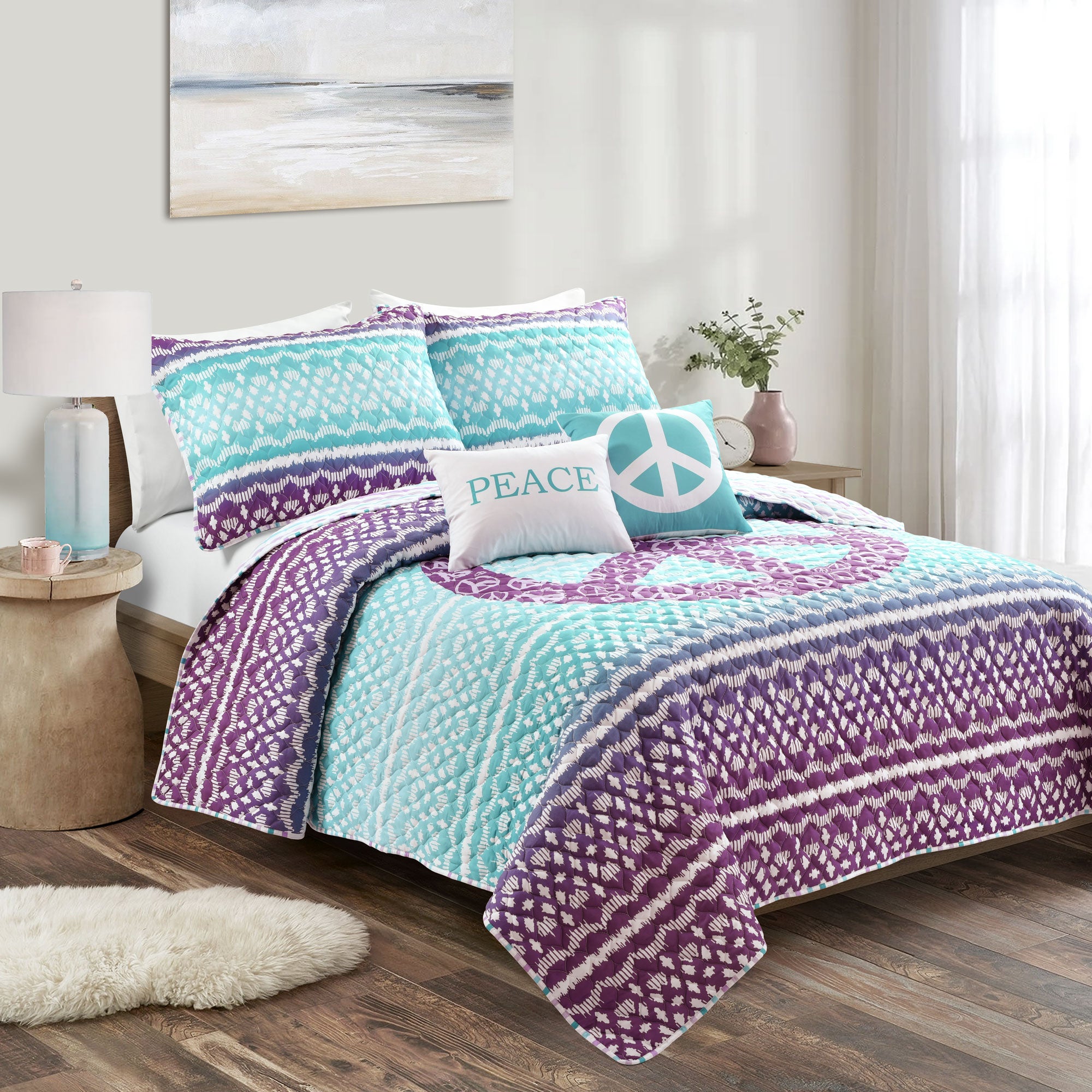 Peace Ombre Reversible Quilt Set