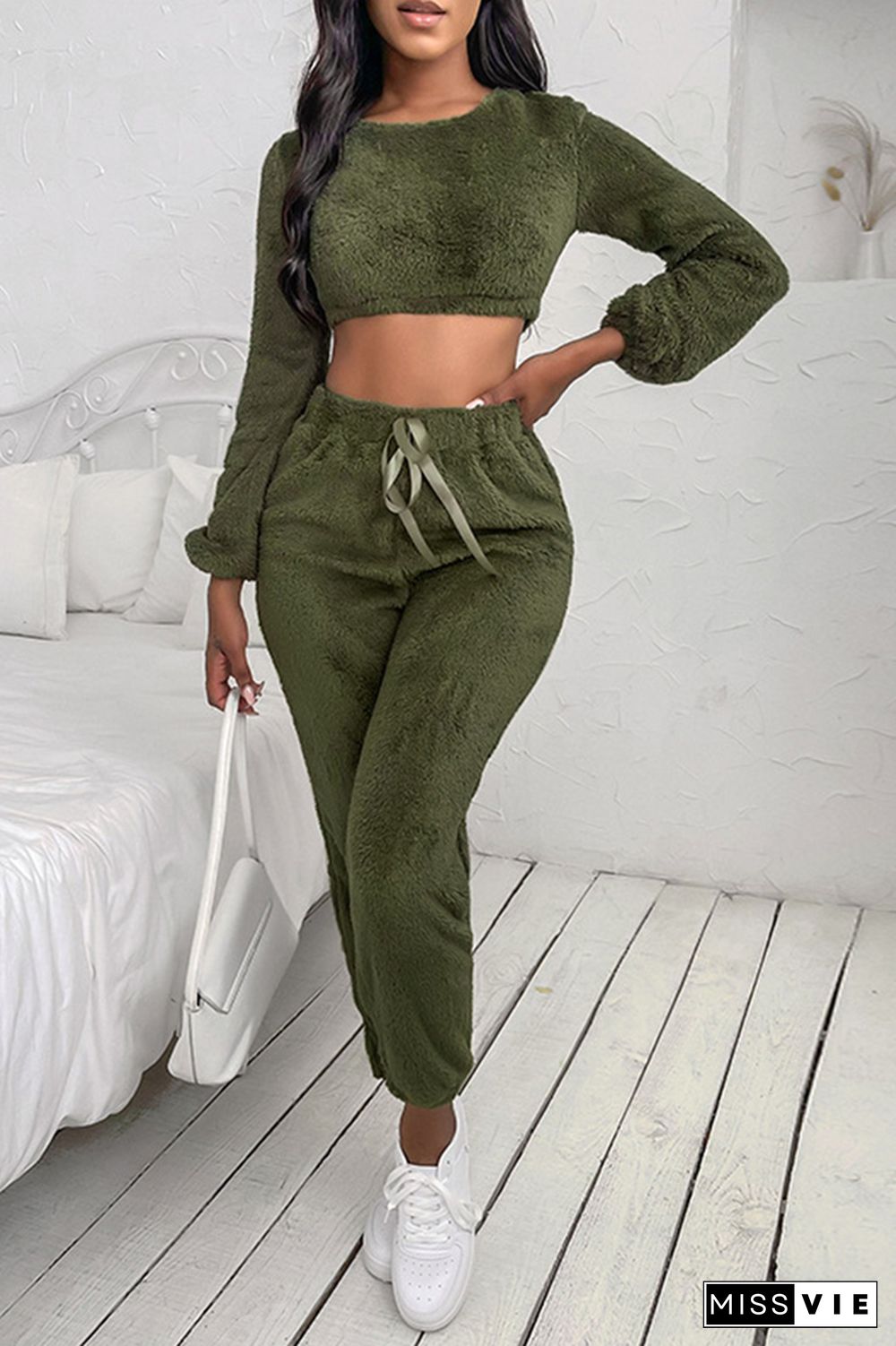 Long Sleeve Crop Tops & Pants Sports Set Wholesale