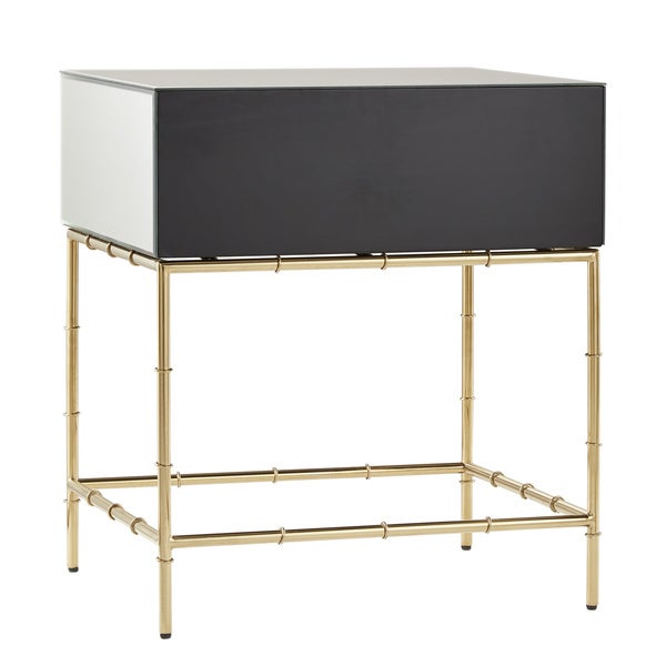 Wade Mirrored Accent Table with Gold Finish Base by iNSPIRE Q Bold