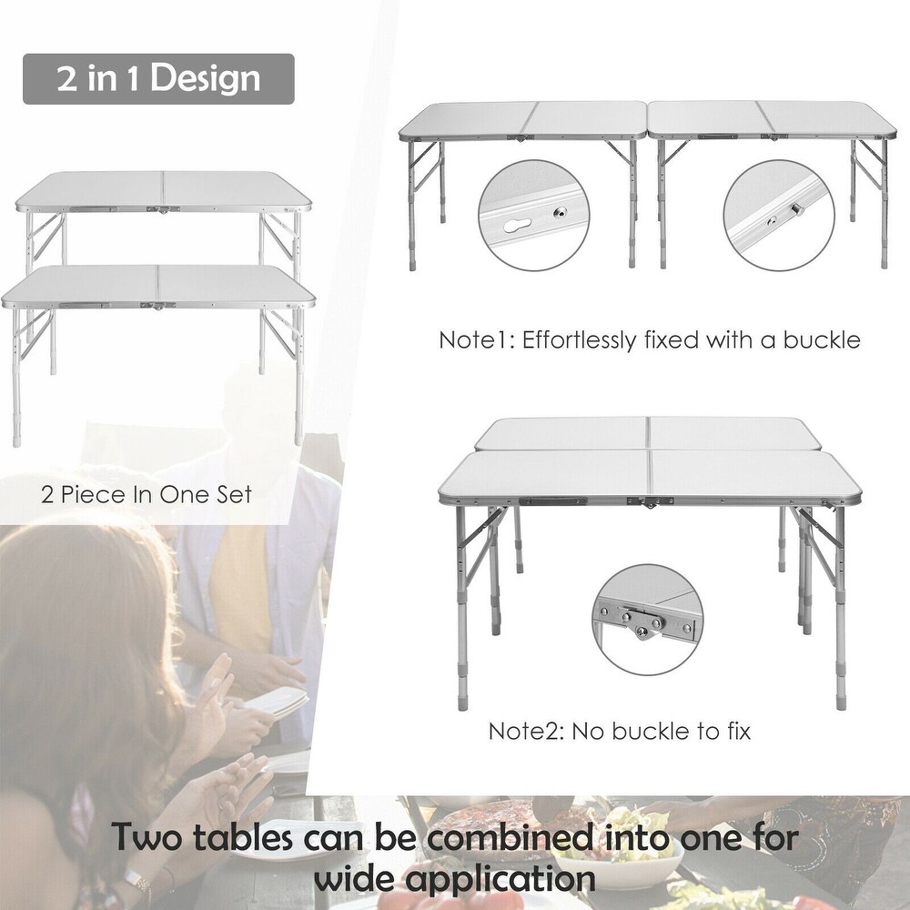 2 Pieces Folding Utility Table with Carrying Handle   48\