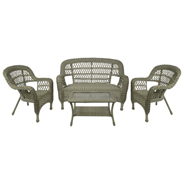 Northlight 4 piece West Bay Driftwood Resin Wicker Outdoor Patio Conversation Set