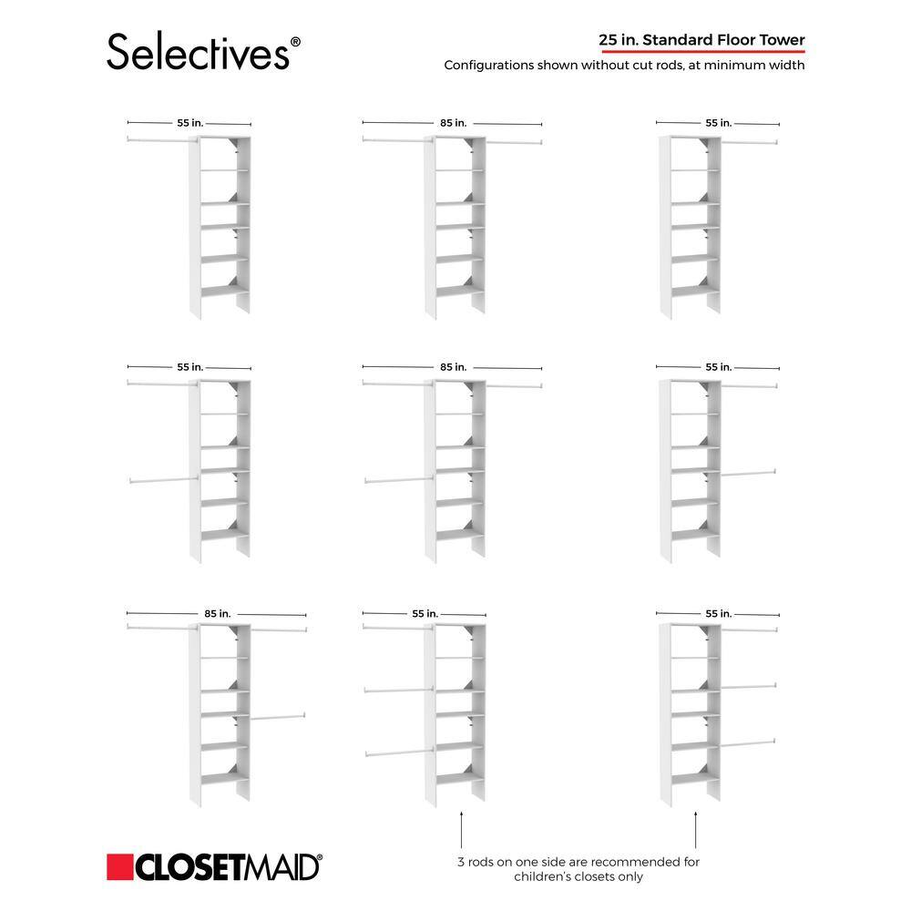 ClosetMaid Selectives 60 in. W - 120 in. W White Reach-In Tower Wall Mount 6-Shelf Wood Closet System 5702900