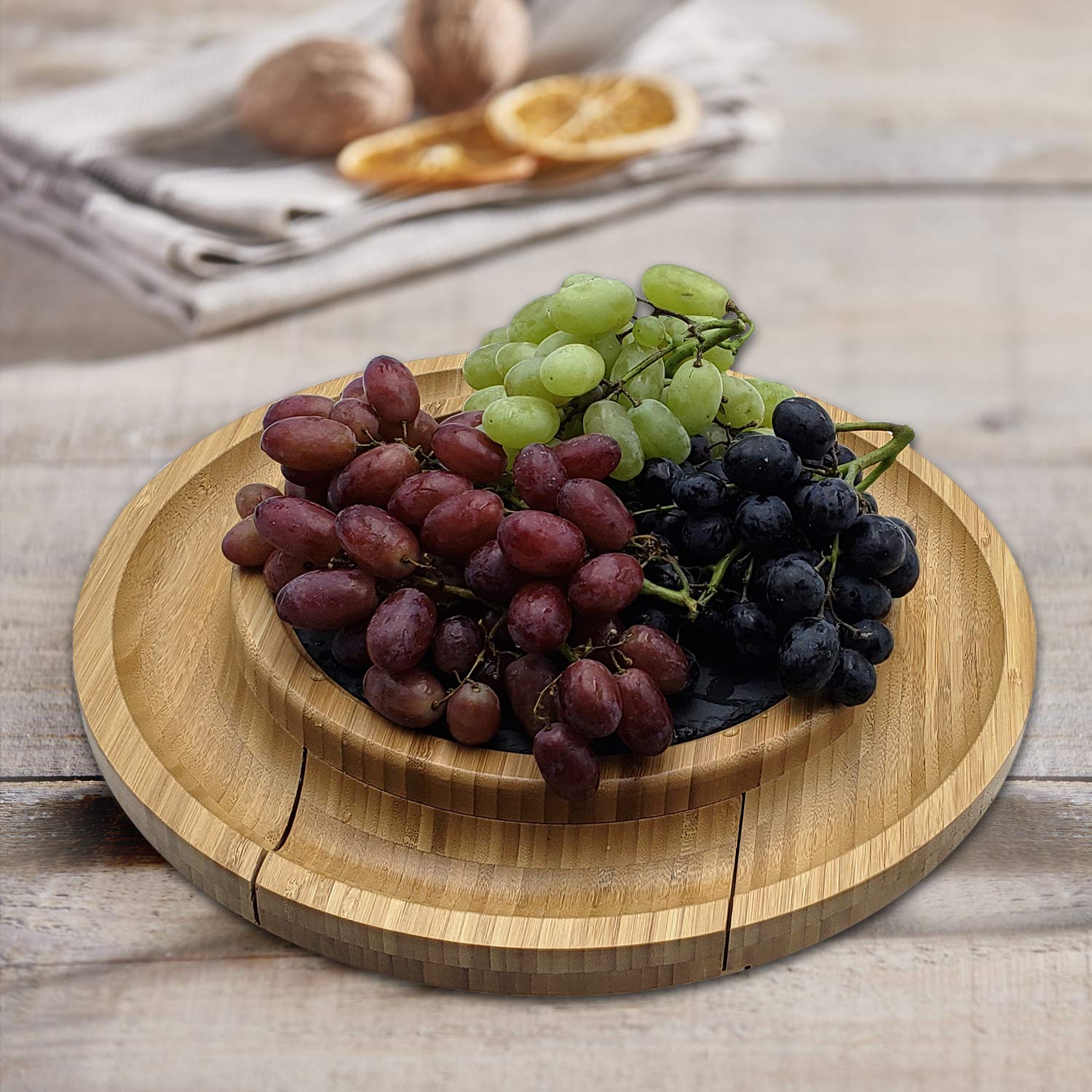 Premium Bamboo Cheese Charcuterie Board with Cutlery - 3 Stainless Steel Knife Set and an Acrylic Dome