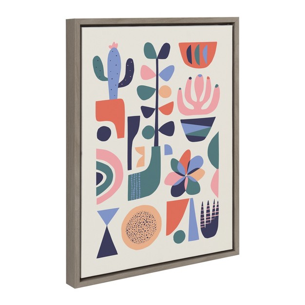 Kate And Laurel Sylvie Mid Century Succulents Framed Canvas By Rachel Lee Of My Dream Wall 18x24 Gray