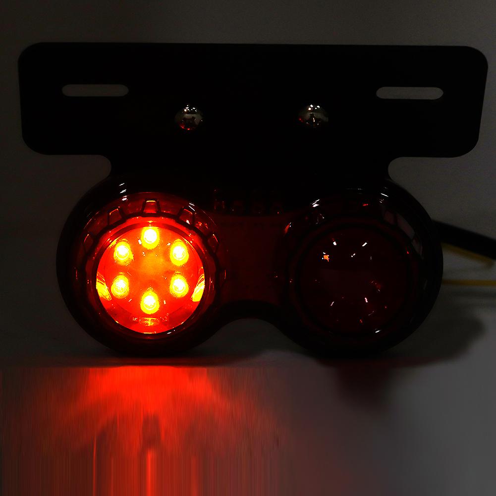 12v Round Motorcycle Led Brake Tail Light Rear Lamp Universal Modified Accessorysmoky Lens