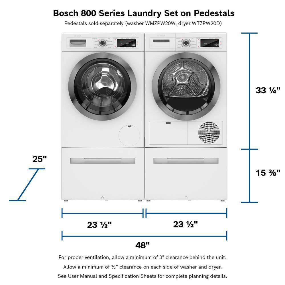 Bosch 800 Series 24 in. 2.2 cu. ft. 240-Volt White with Chrome Accents High-Efficiency Front Load Smart Washer ENERGY STAR WAW285H2UC