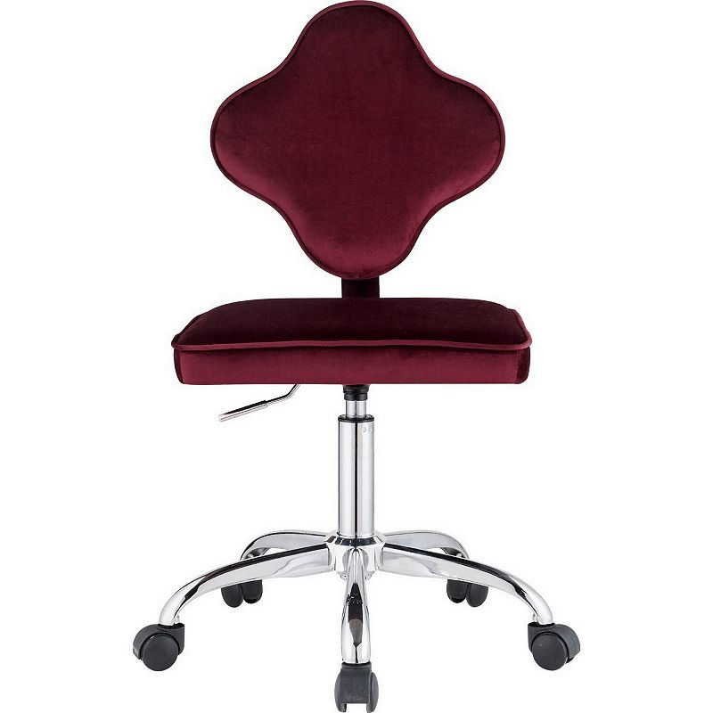 Office Chair with Leaf Shape Back and Metal Star base， Red