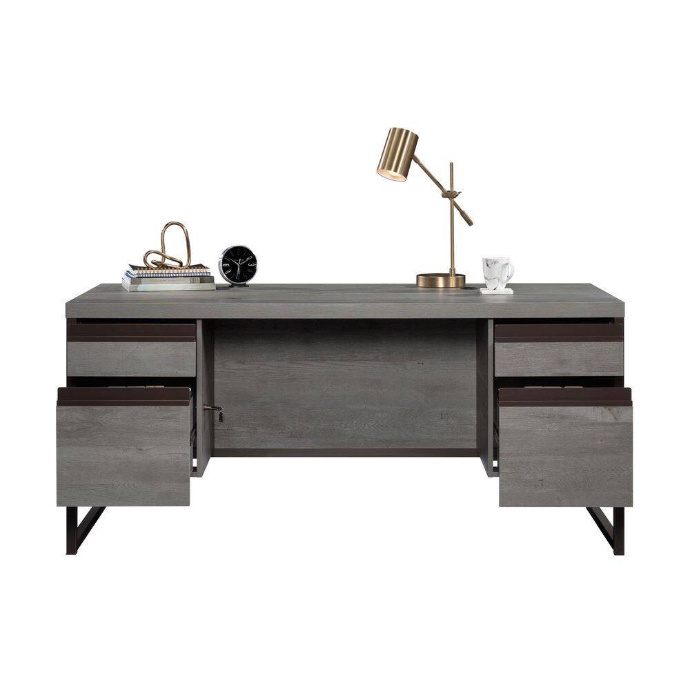 SAUDER Manhattan Gate 65.984 in. Mystic Oak Executive Desk with Locking File Storage 429254