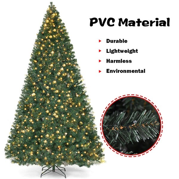 9Ft PreLit PVC Artificial Christmas Tree with LED Lights