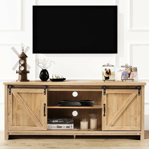 TV Stand with Cabinet Sliding Barn Door - 58