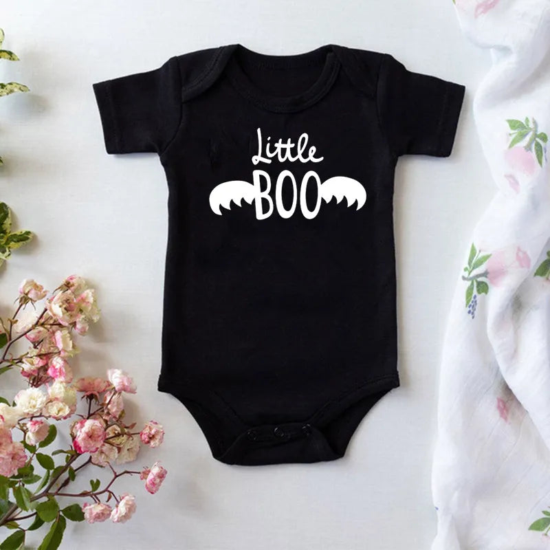 2020 Funny Halloween Newborn Baby Costume Black Short Sleeve Cotton Bodysuit Boys Baby Girl Clothing