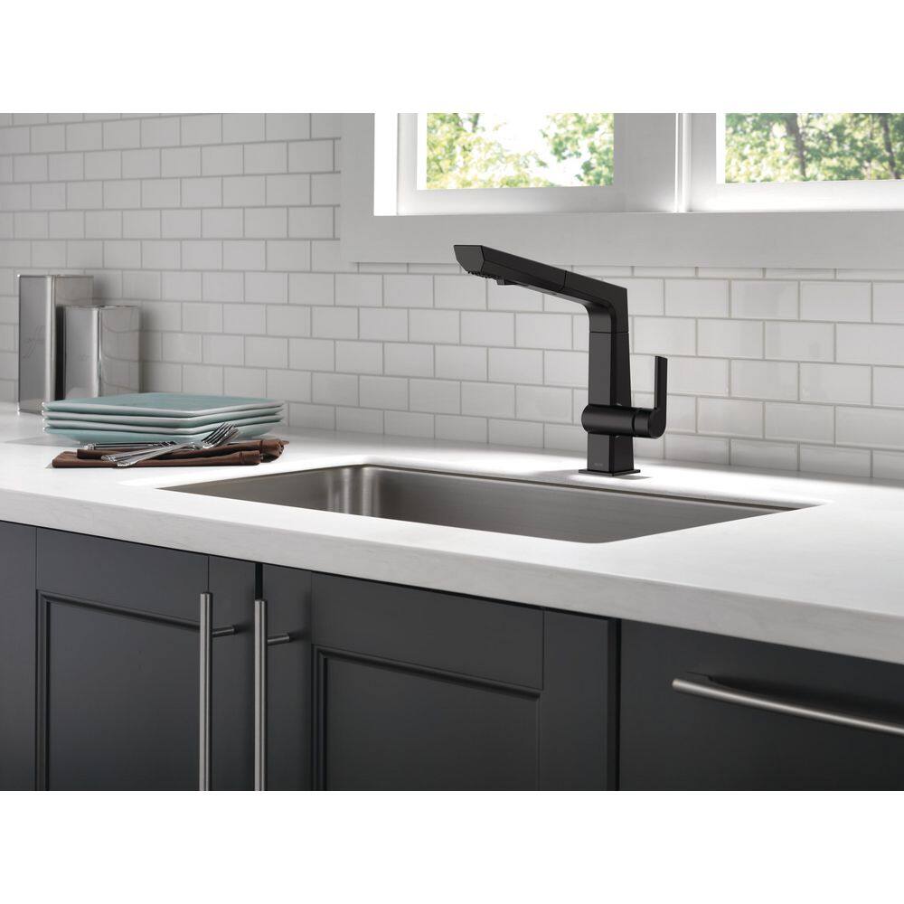 Delta Pivotal Single-Handle Pull-Out Sprayer Kitchen Faucet in Matte Black 4193-BL-DST