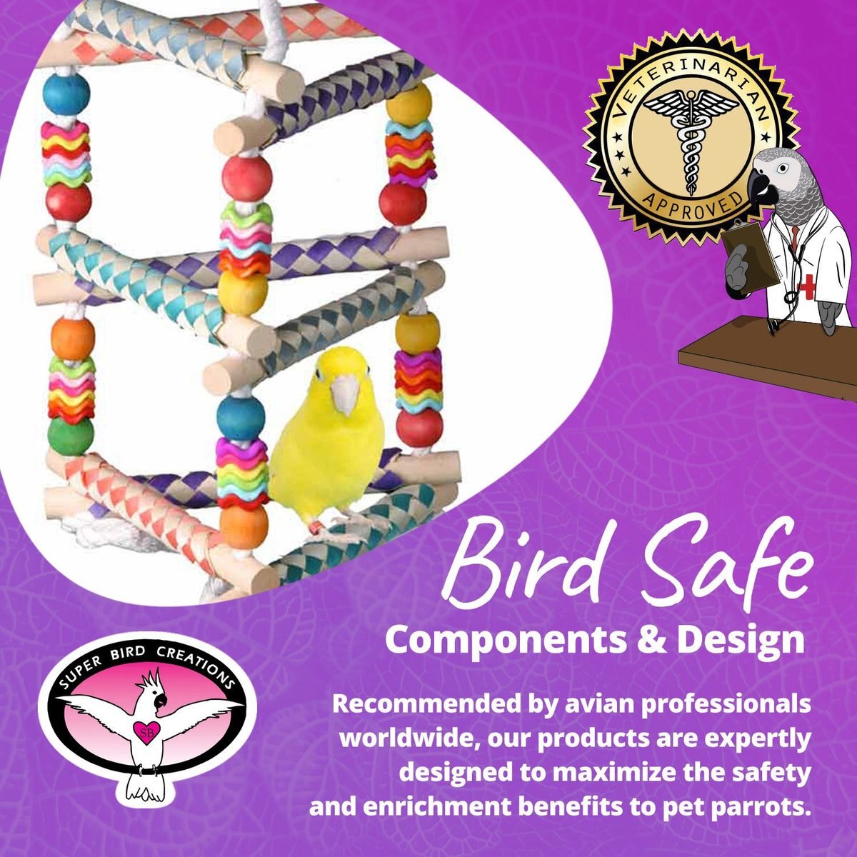 Super Bird Creations Finger Trap Pagoda Bird Toy， Small/Medium