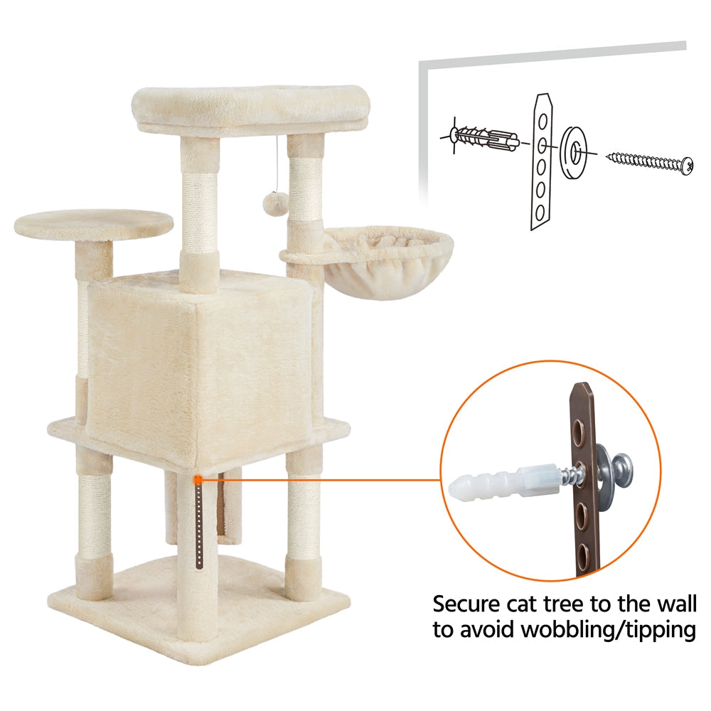 SmileMart 42"H Multilevel Cat Tree Tower with Condo and Perches, Beige