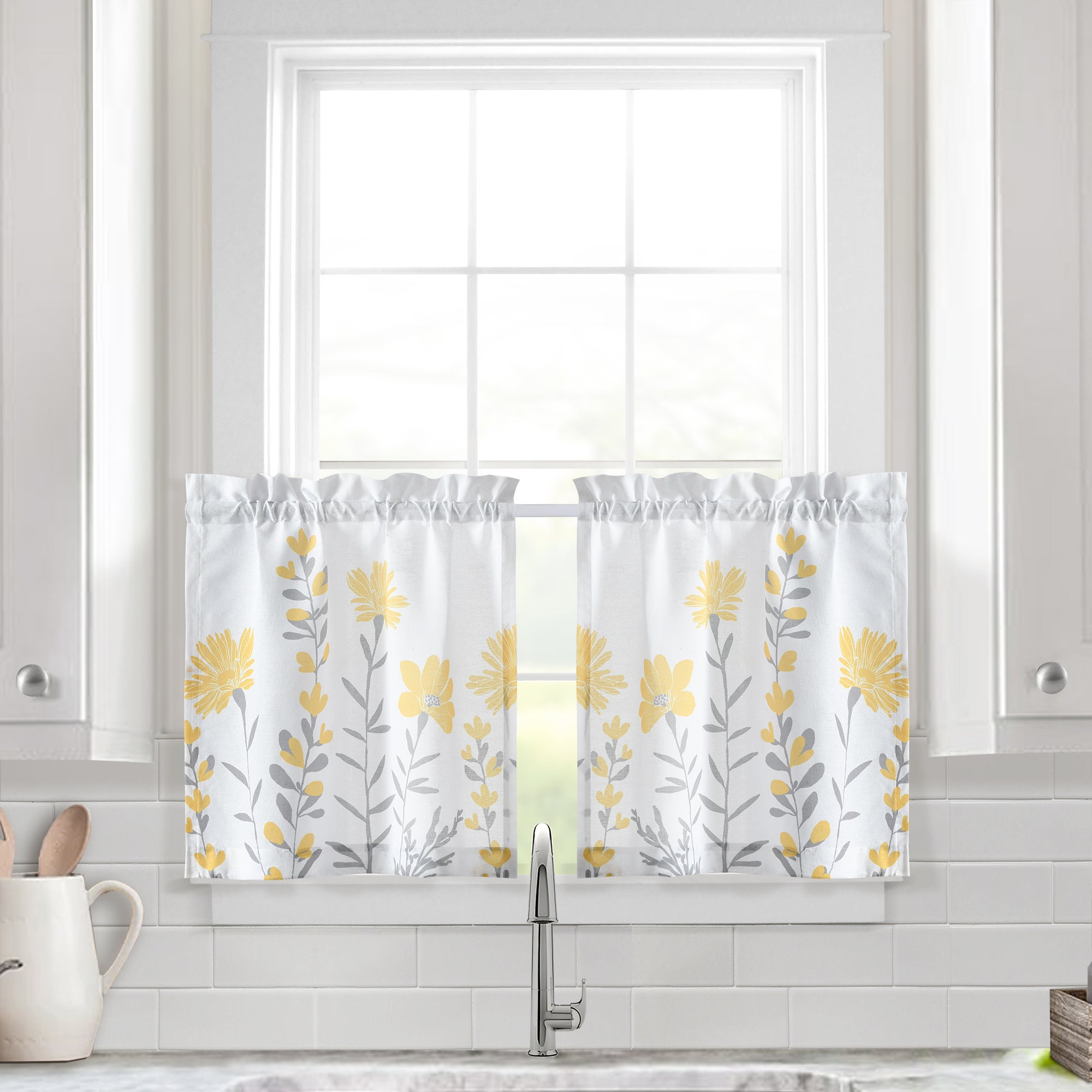 Aprile Faux Linen Kitchen Window Tiers Set