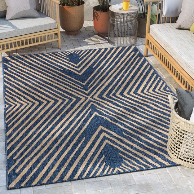 Well Woven Kesia Indoor Outdoorflat Weave Pile Chevron Stripes Geometric Area Rug