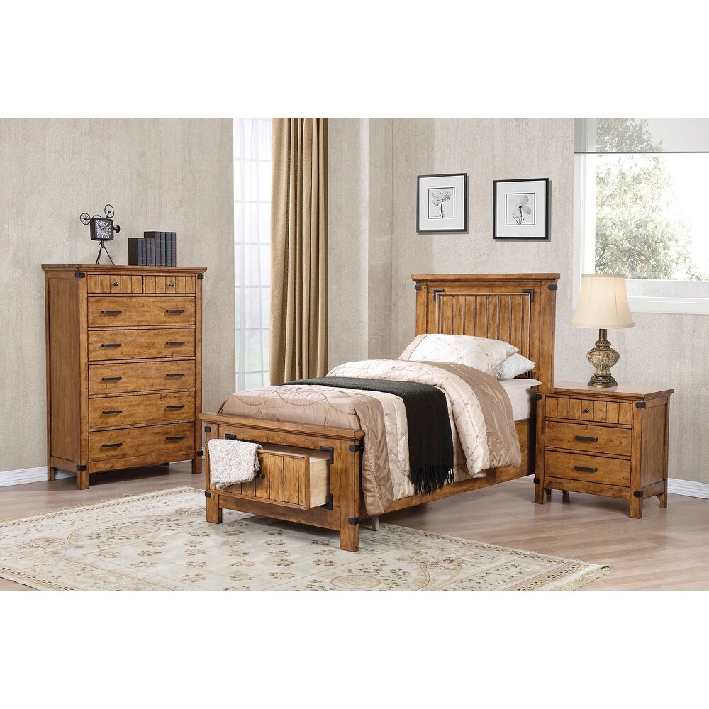 Dalton Rustic Honey 4 piece Storage Bedroom Set