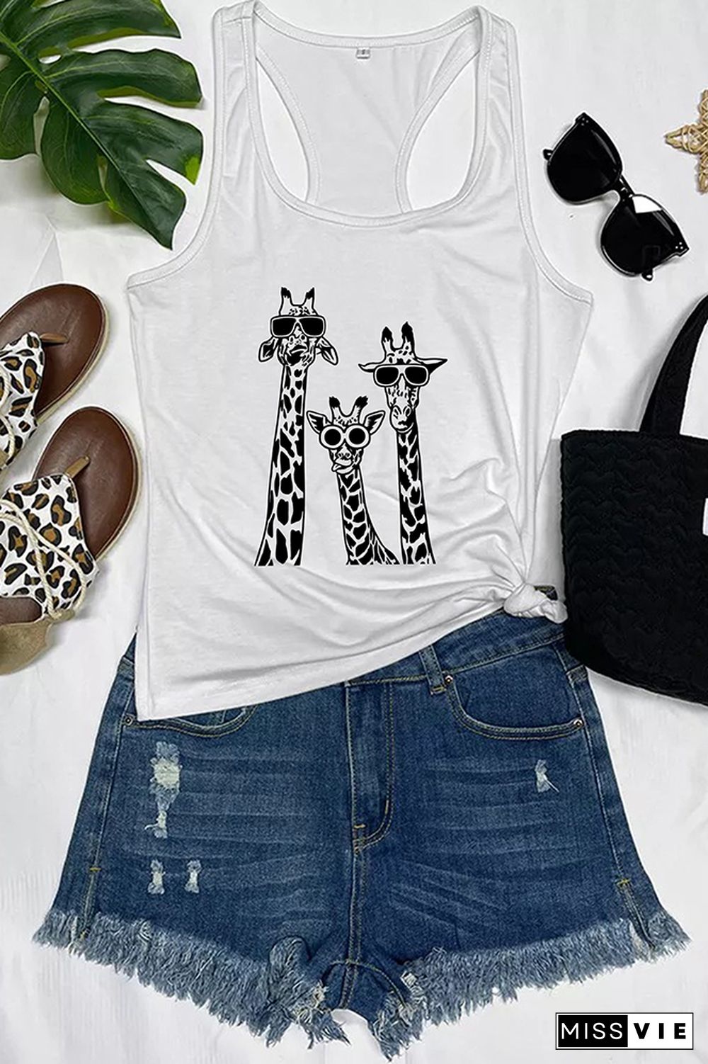 funny Giraffes with glasses Sleeveless Tank Top Wholesale