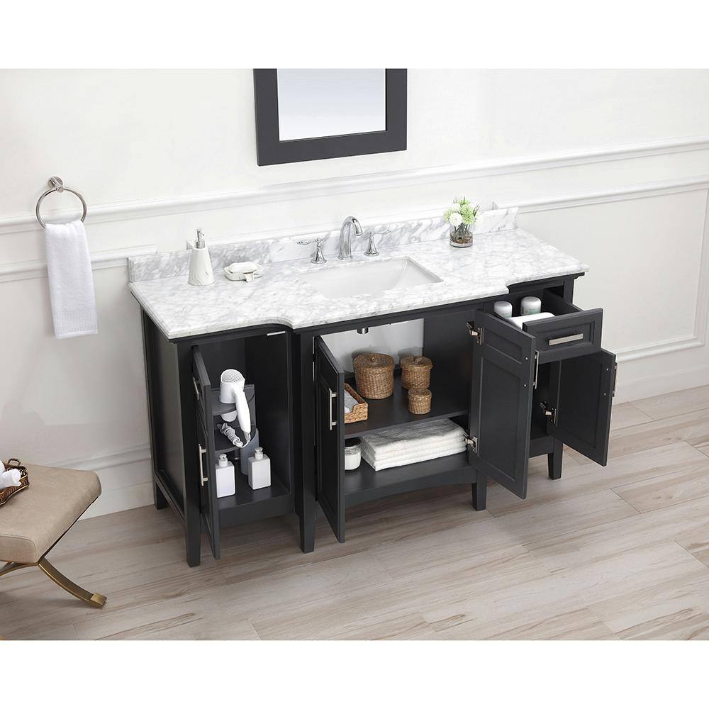 Home Decorators Collection Sassy 60 in. W x 22 in. D Vanity in Dark Charcoal with Marble Vanity Top in White with White Sink Sassy 60C