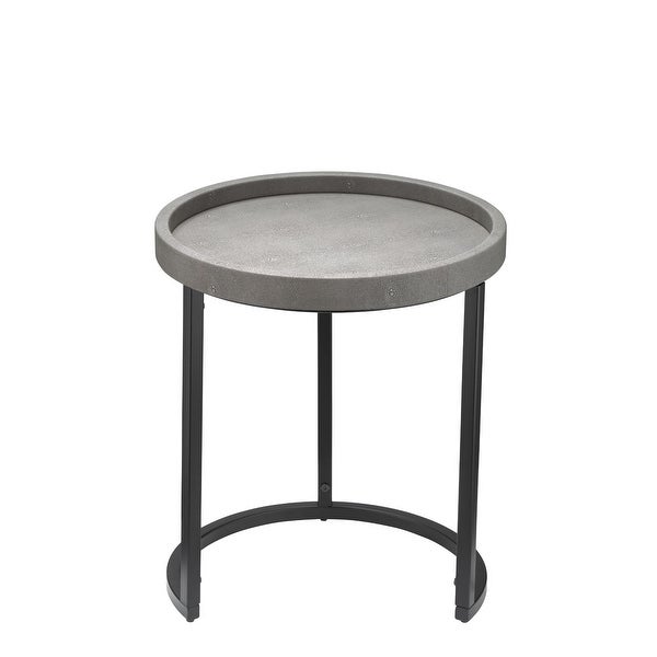 Set of 3 Gray and Black Decorative Round Side Table， 23.5