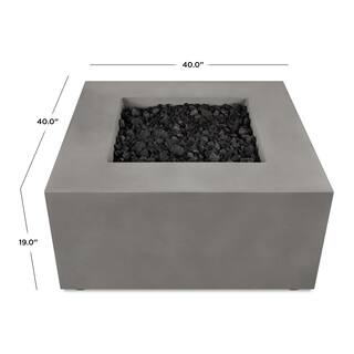 JENSEN CO Matteau 40 in. Square Concrete Composite Propane Fire Table in Flint with Vinyl Cover 141LP-FLNT