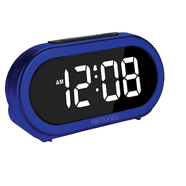 Riptunes Digital Alarm Clock With 5 Alarm Sounds Blue