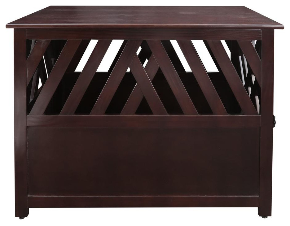 Modern Lattice Wooden Pet Crate End Table   Espresso   Modern   Accent Chests And Cabinets   by BisonOffice  Houzz