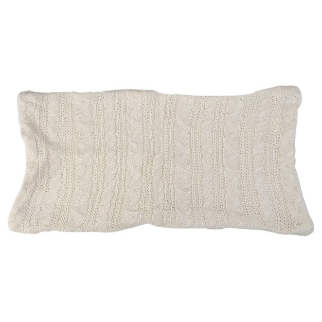 White Knitted Pillow Sweater Style Rectangular Pillow Cover