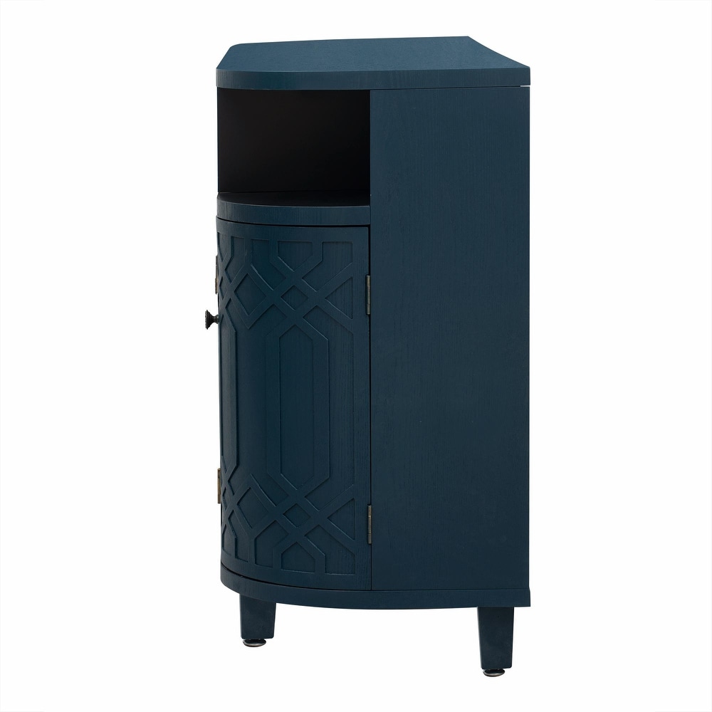 Curved Design Storage Cabinet with Fraxinus Mandschuric Solid Wood Veneer  Four Doors