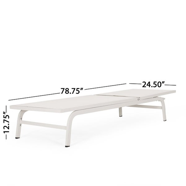 Wilsey Outdoor Aluminum and Outdoor Mesh Chaise Lounge， Set of 2， White