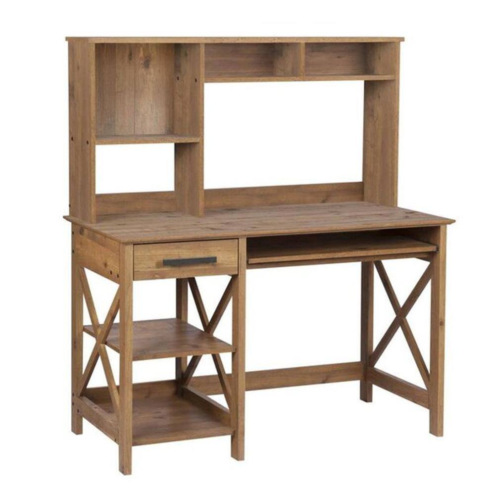 SAINT BIRCH Houston 47.24 in. Rustic Brown Writing Desk with Hutch SBAS1202-2PSV1