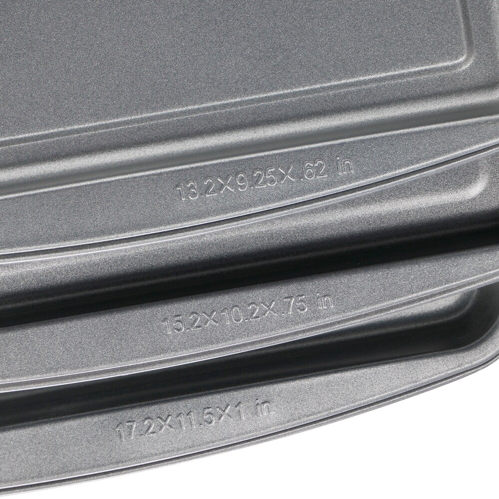 Simply Essential 3 Piece Nonstick Carbon Steel Baking Sheet Pan Set in Gray