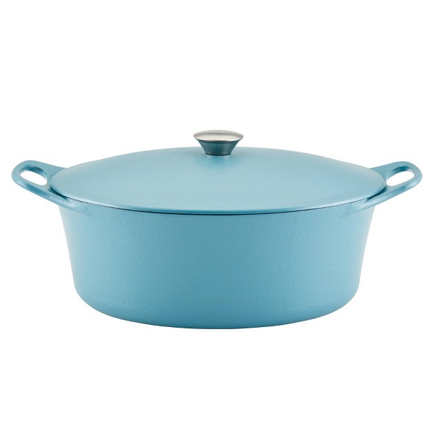 Rachael Ray Premium Nitro Cast Iron Dutch Oven 6 5qt Agave Blue