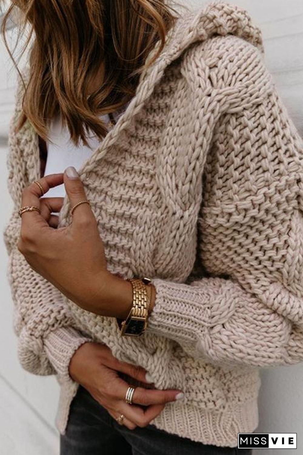 Knit Loose Hoodie Cardigan