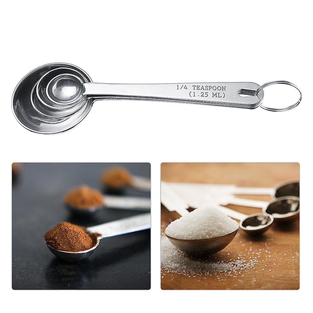 4pcs Stainless Steel Long Handle Measuring Mixing Stirring Coffee Spoon With Scale Tableware