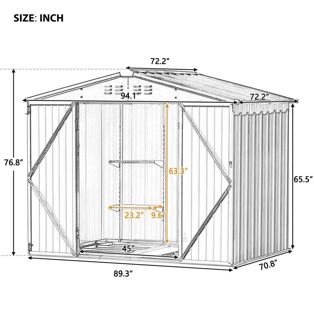 Metal Storage Shed with Adjustable Shelf and Lockable Doors Tool Cabinet with Vents